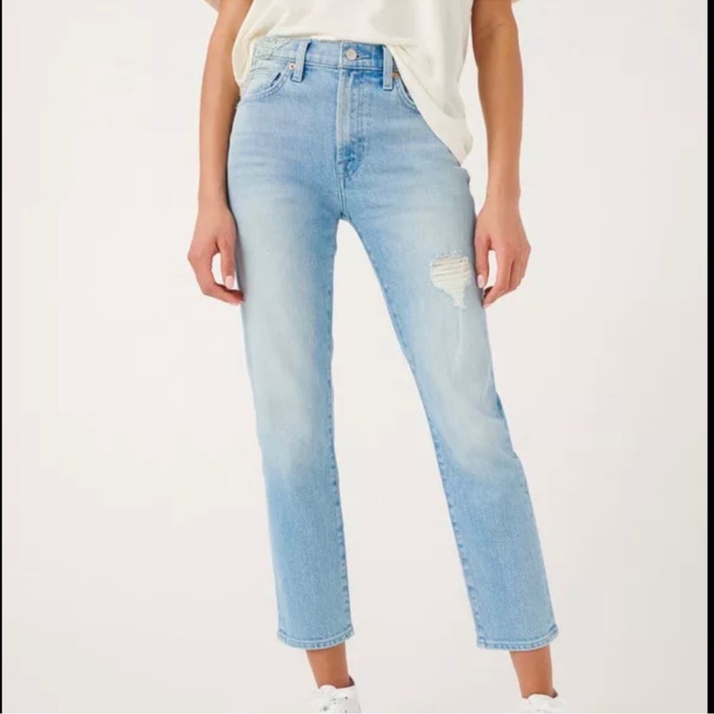 7 For All Mankind Peggi Ankle Boho Patched Jeans